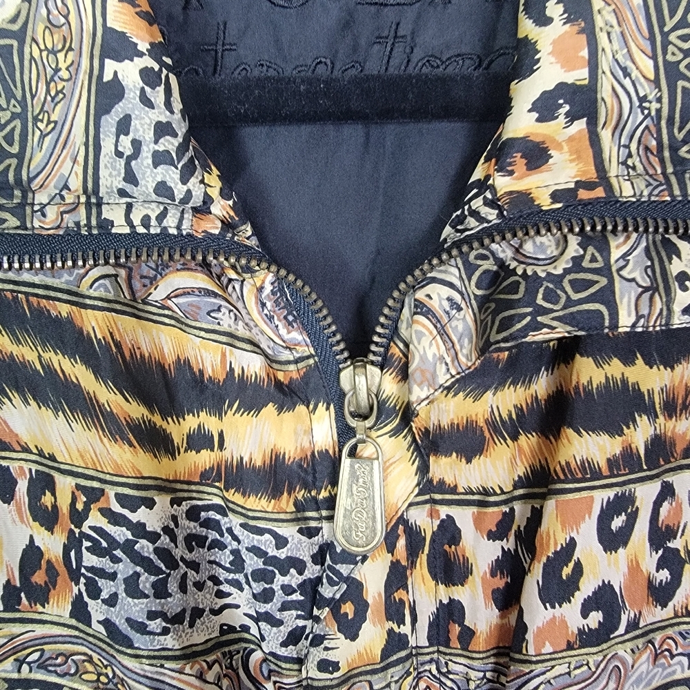 VTG‎ 90s FUDA International Silk Leopard Animal Print Windbreaker Jacket Size M - Picture 3 of 9
